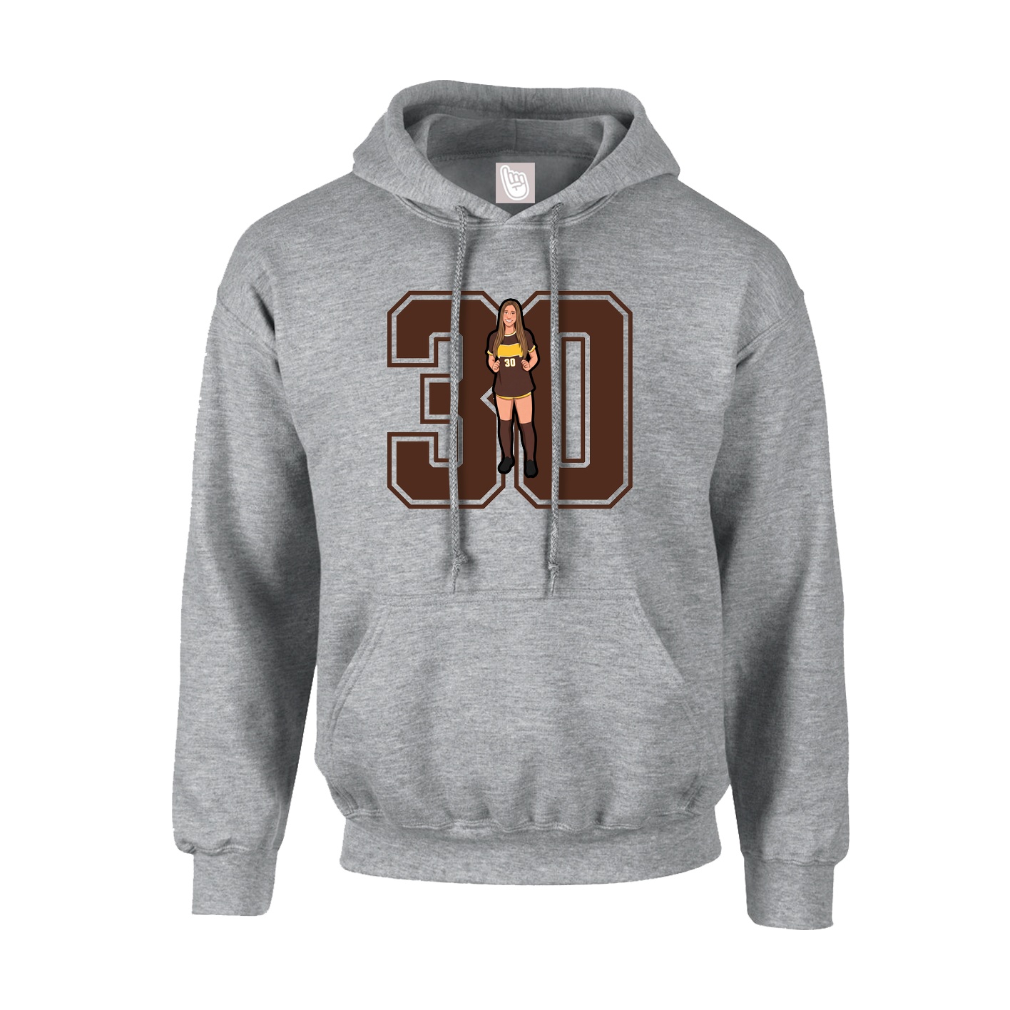 Youth Hoodie — Number in Grey