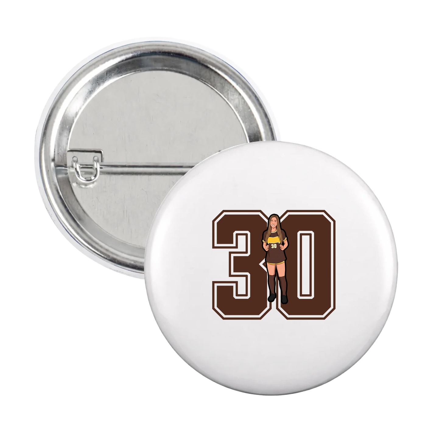Game Day Button — Number in White