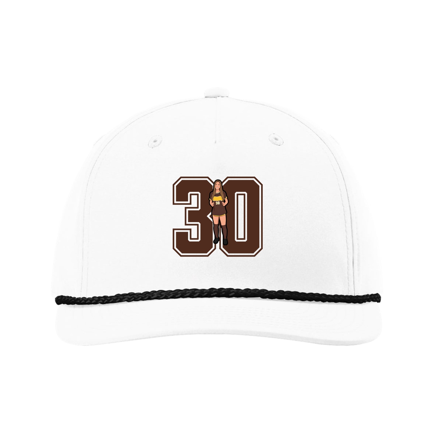 Five-Panel Classic Rope Cap — Number in White