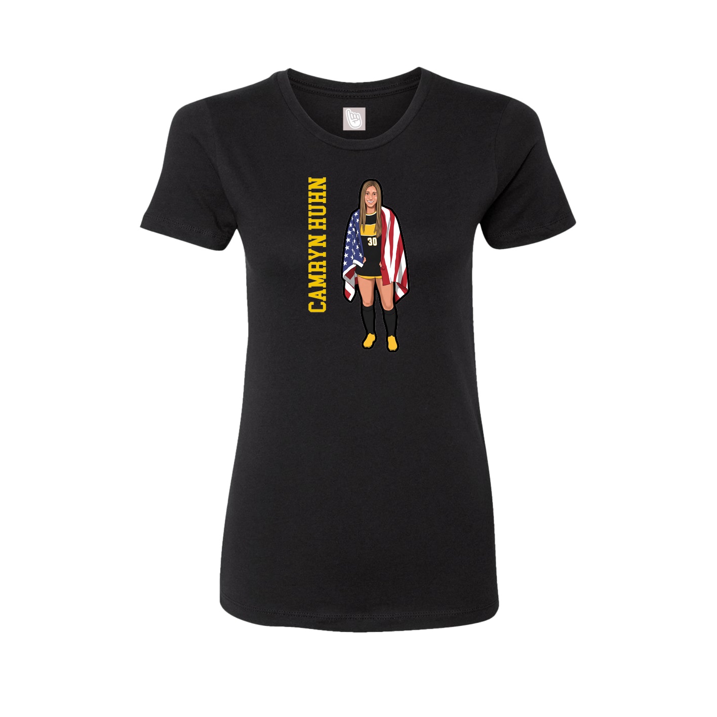 Womens Tee — Name Vertical in Black