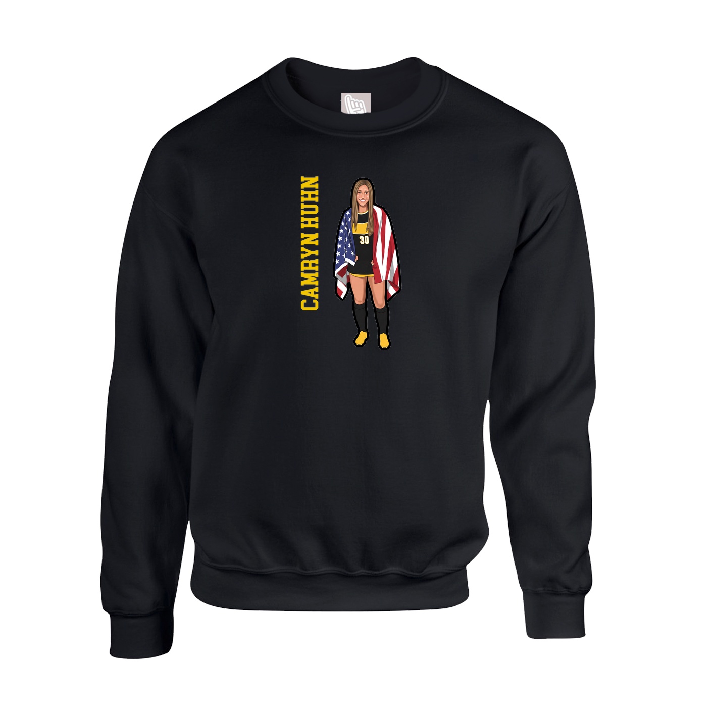 Fleece Crew — Name Vertical in Black