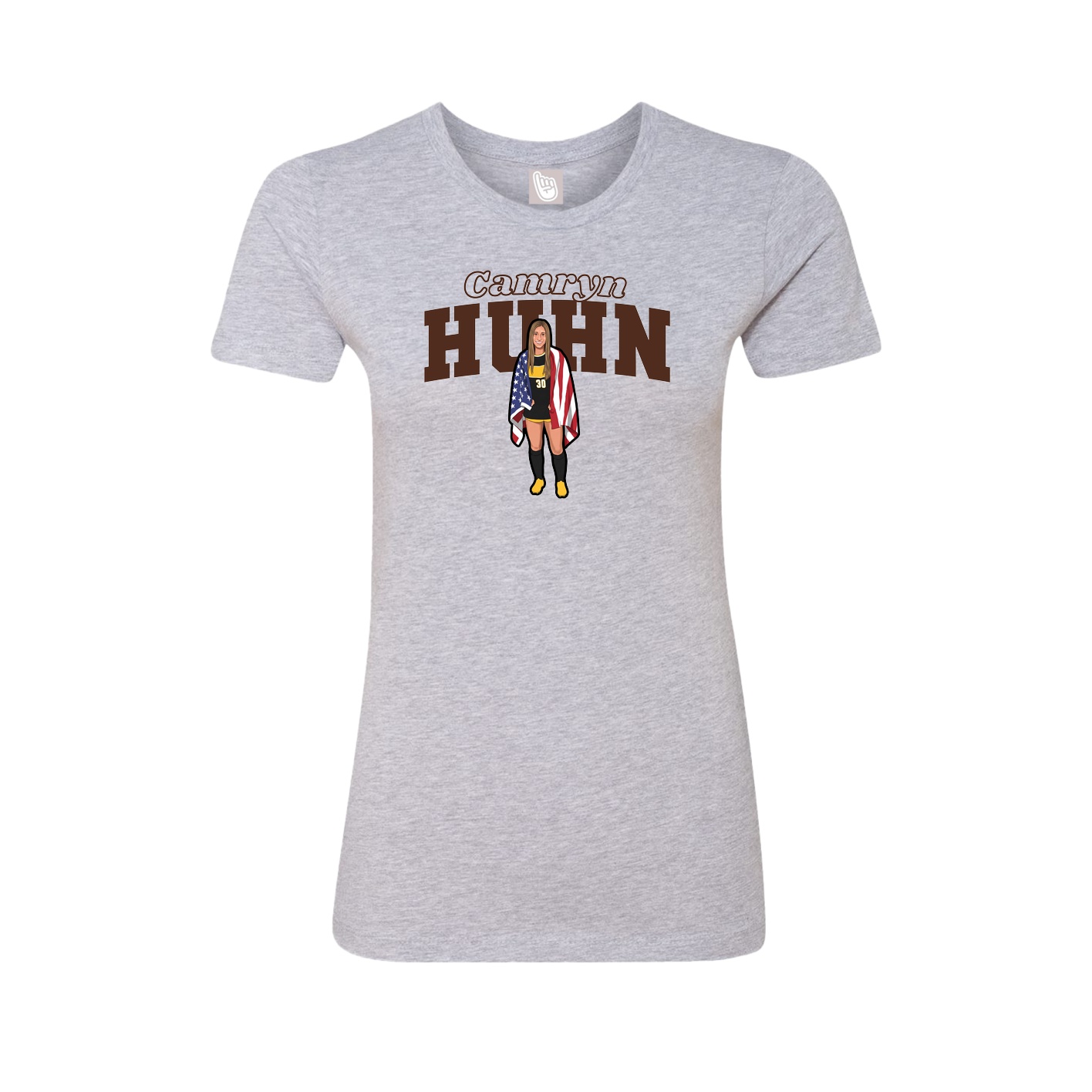 Womens Tee — Name Arch in Grey