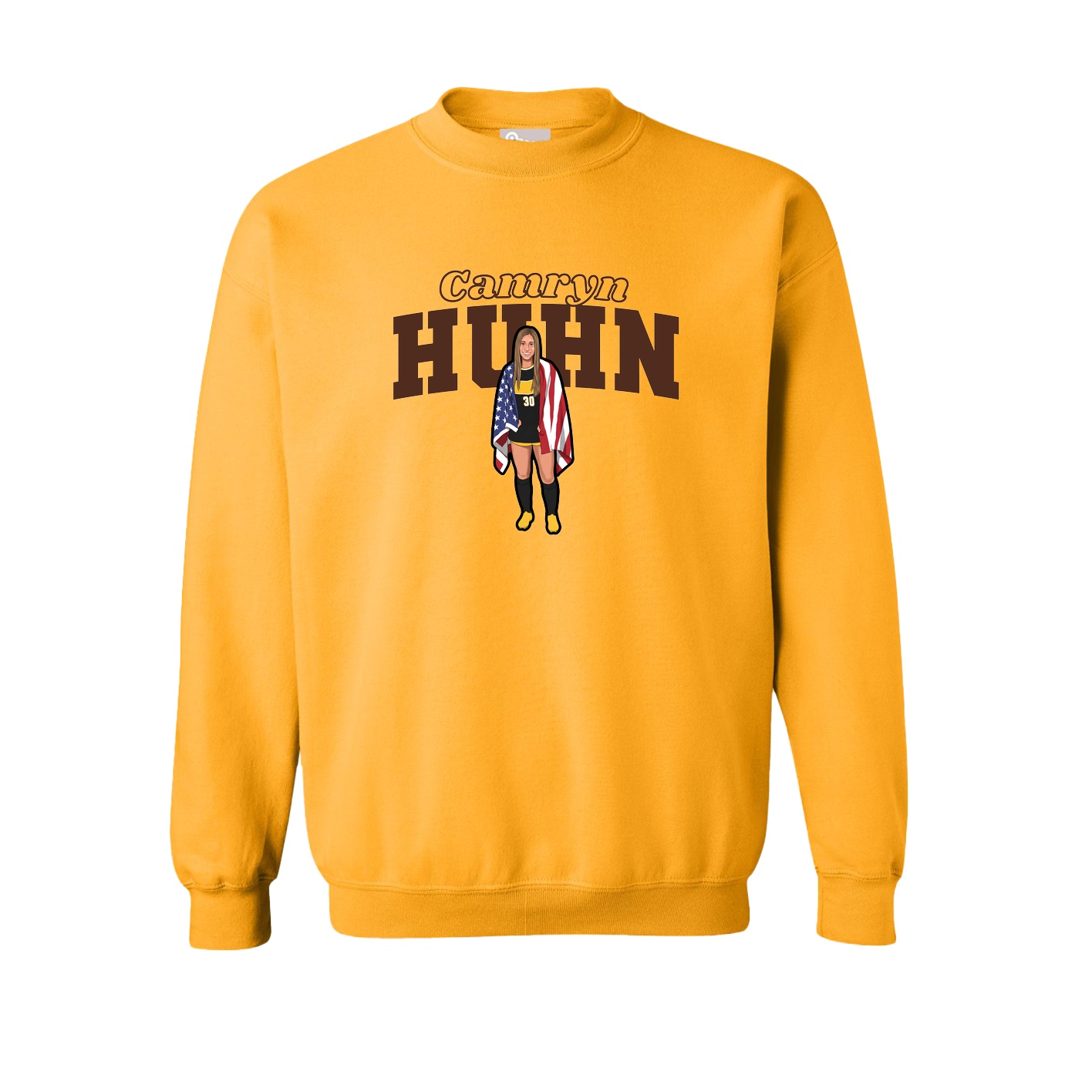 Fleece Crew — Name Arch in Gold