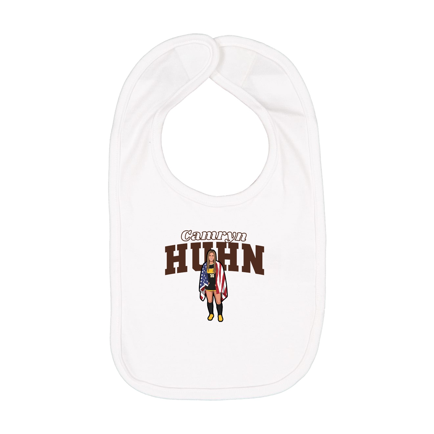 Infant Bib — Name Arch in White