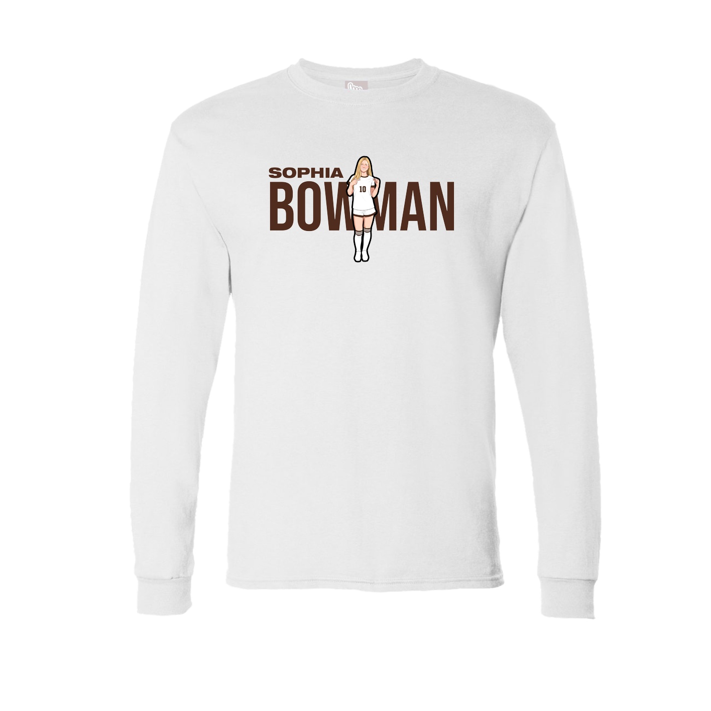 Long Sleeve Tee — Player Name in White