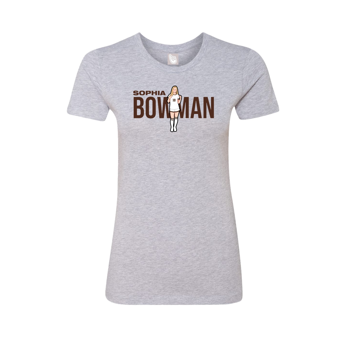 Fitted Women's Tee — Player Name in Grey