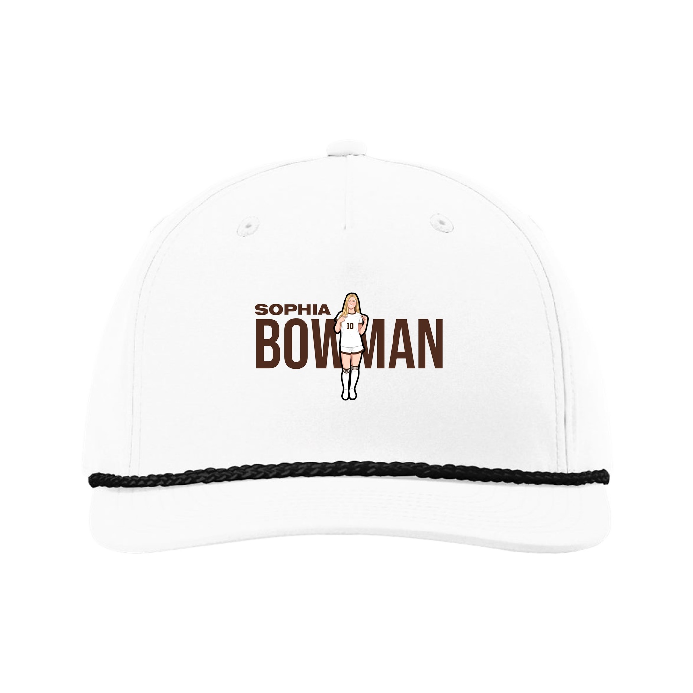 Five-Panel Classic Rope Cap — Player Name in White