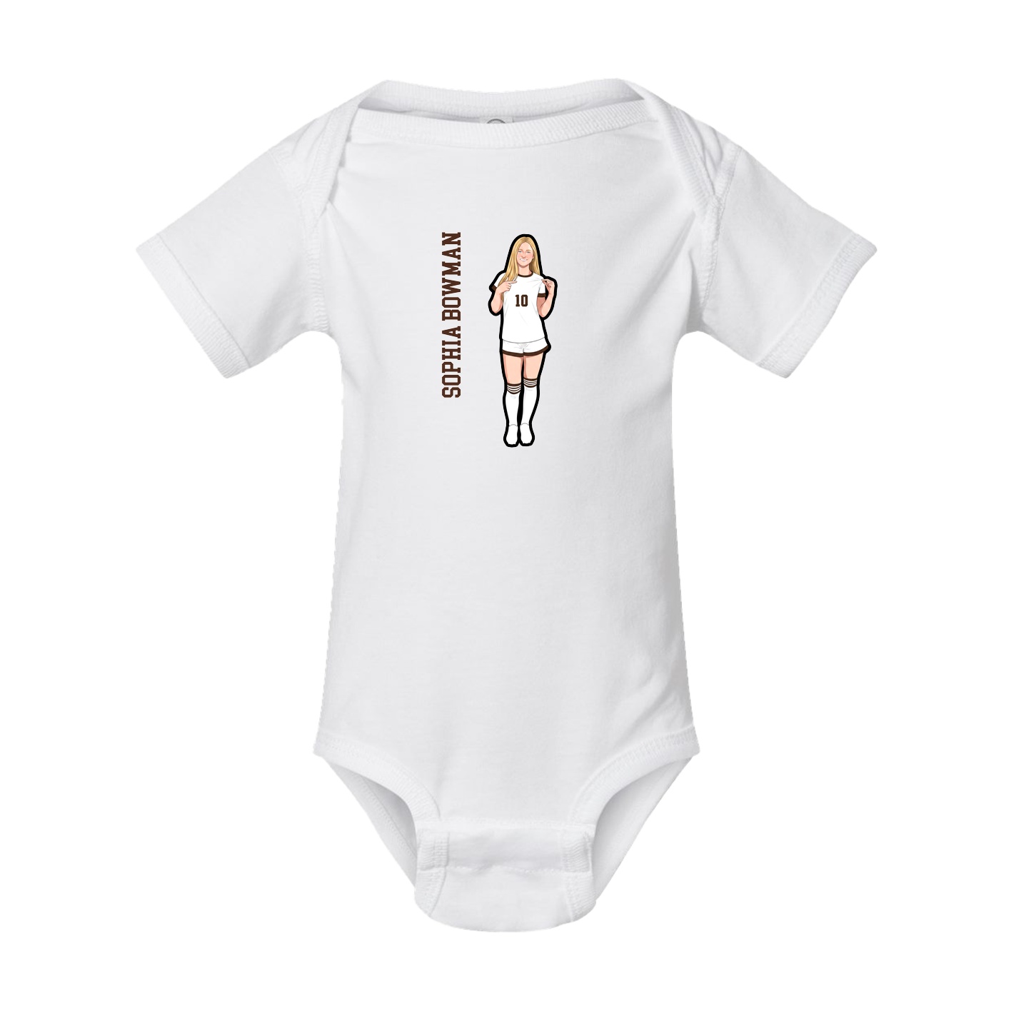Baby Onesie — Name Vertical in White
