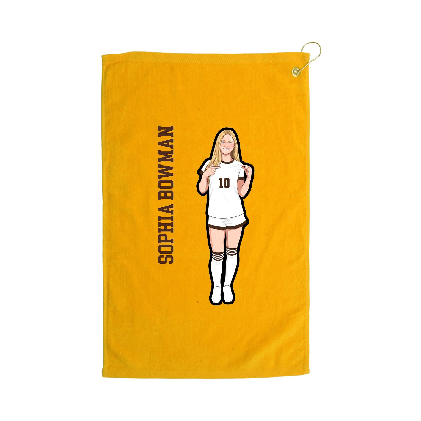 Golf Towel — Name Vertical in Gold
