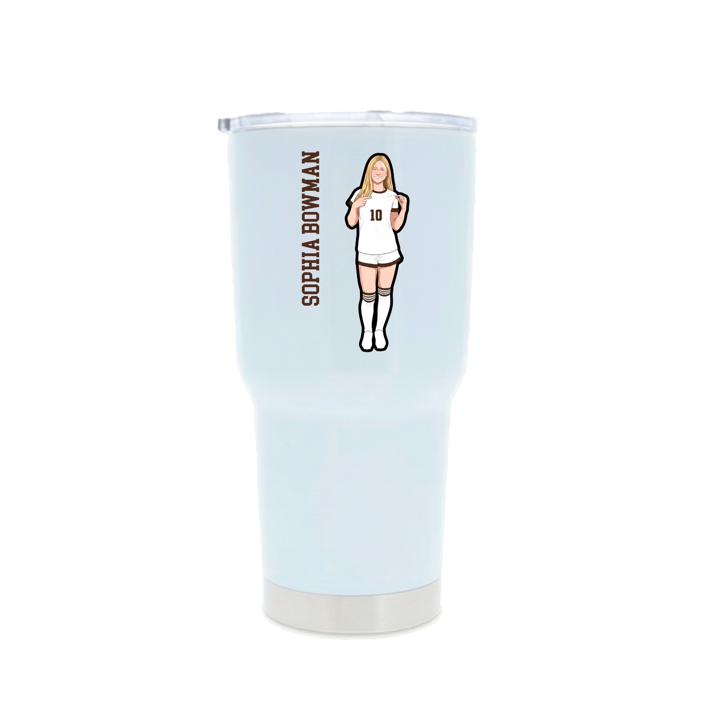 30oz Stainless Steel Tumbler — Name Vertical in White