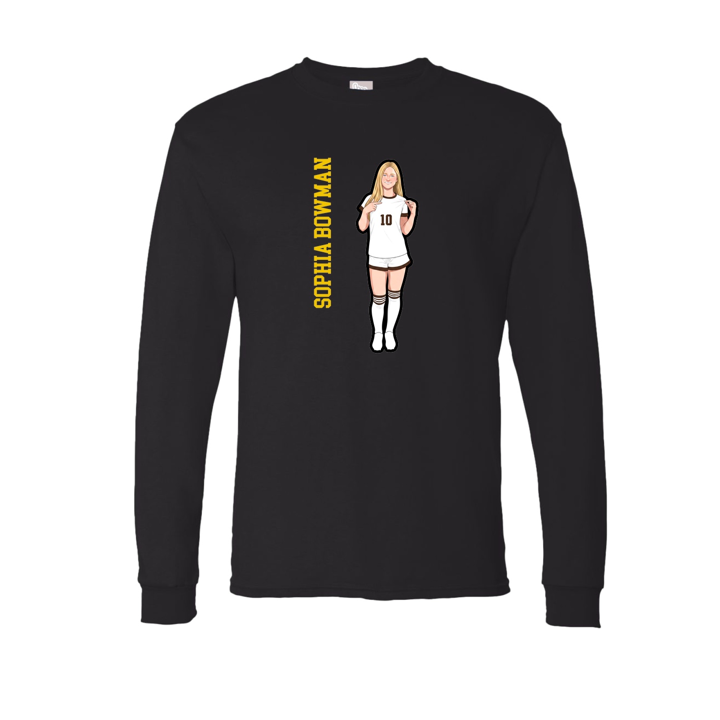 Long Sleeve Tee — Name Vertical in Black