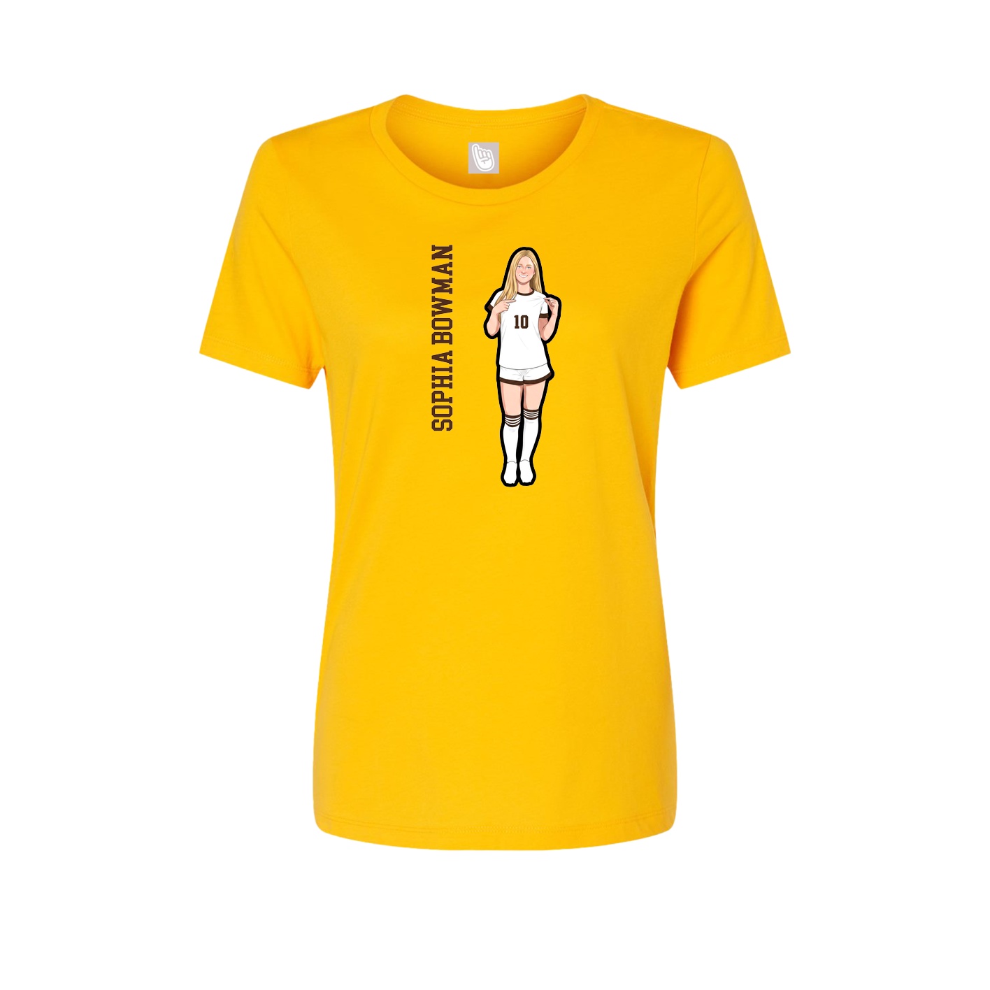 Fitted Women's Tee — Name Vertical in Gold