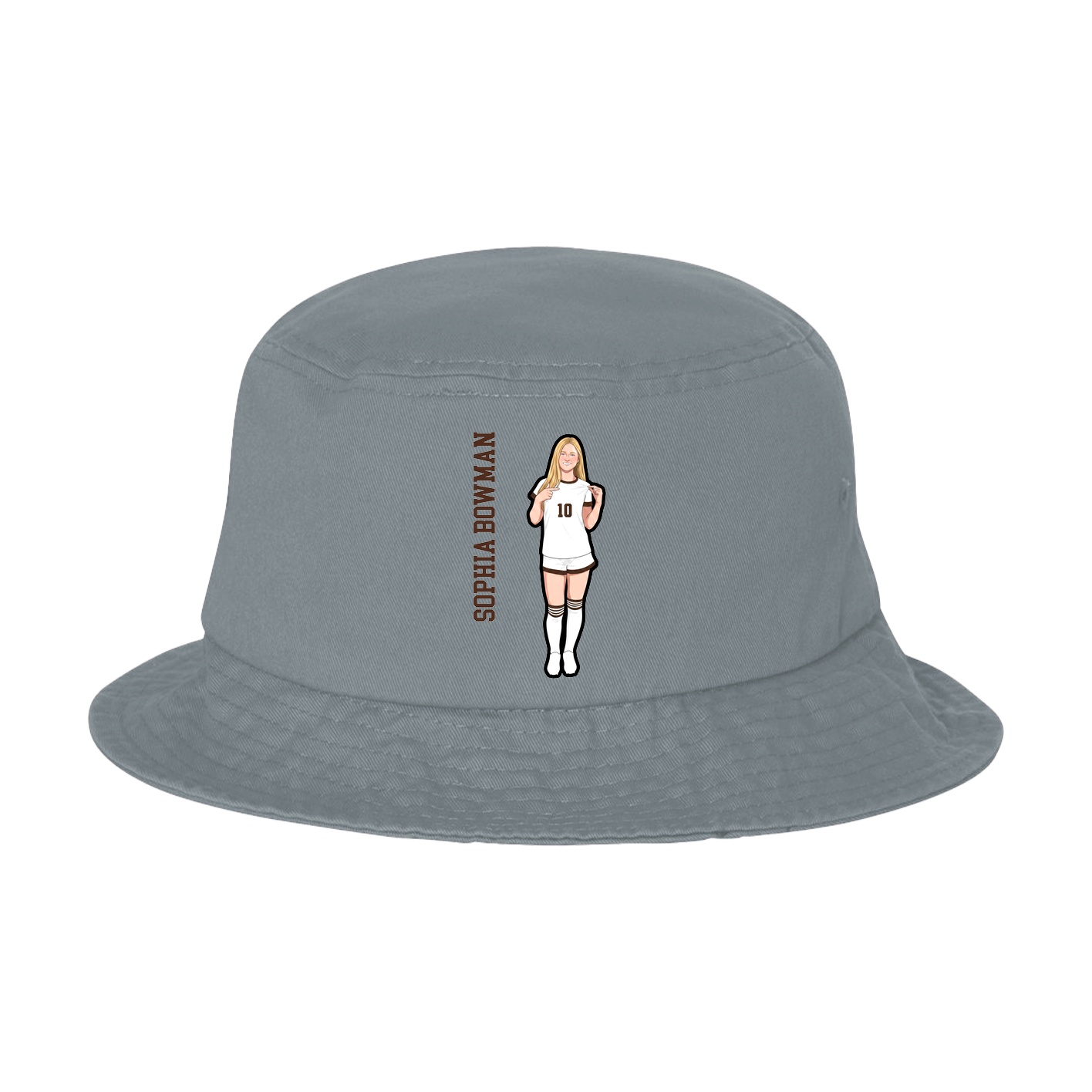 Bucket Cap — Name Vertical in Grey