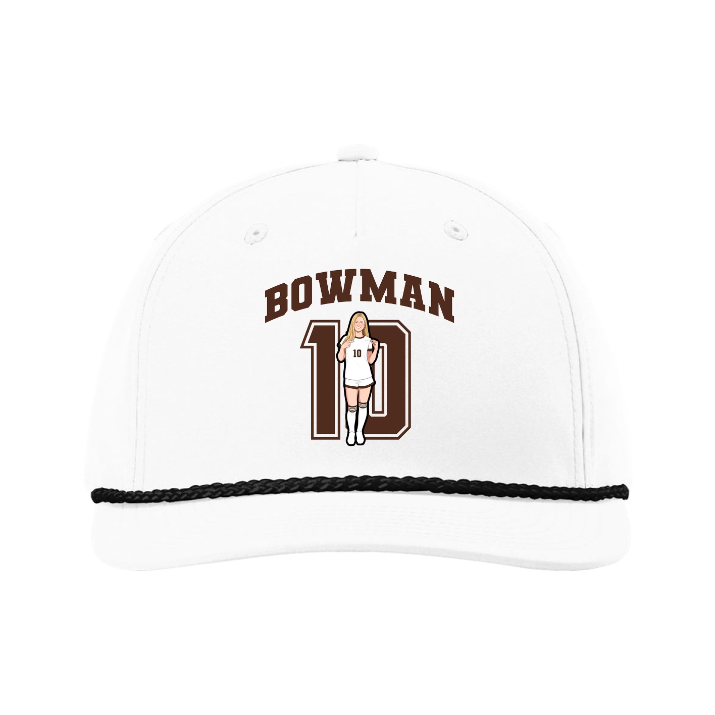 Five-Panel Classic Rope Cap — Number in White