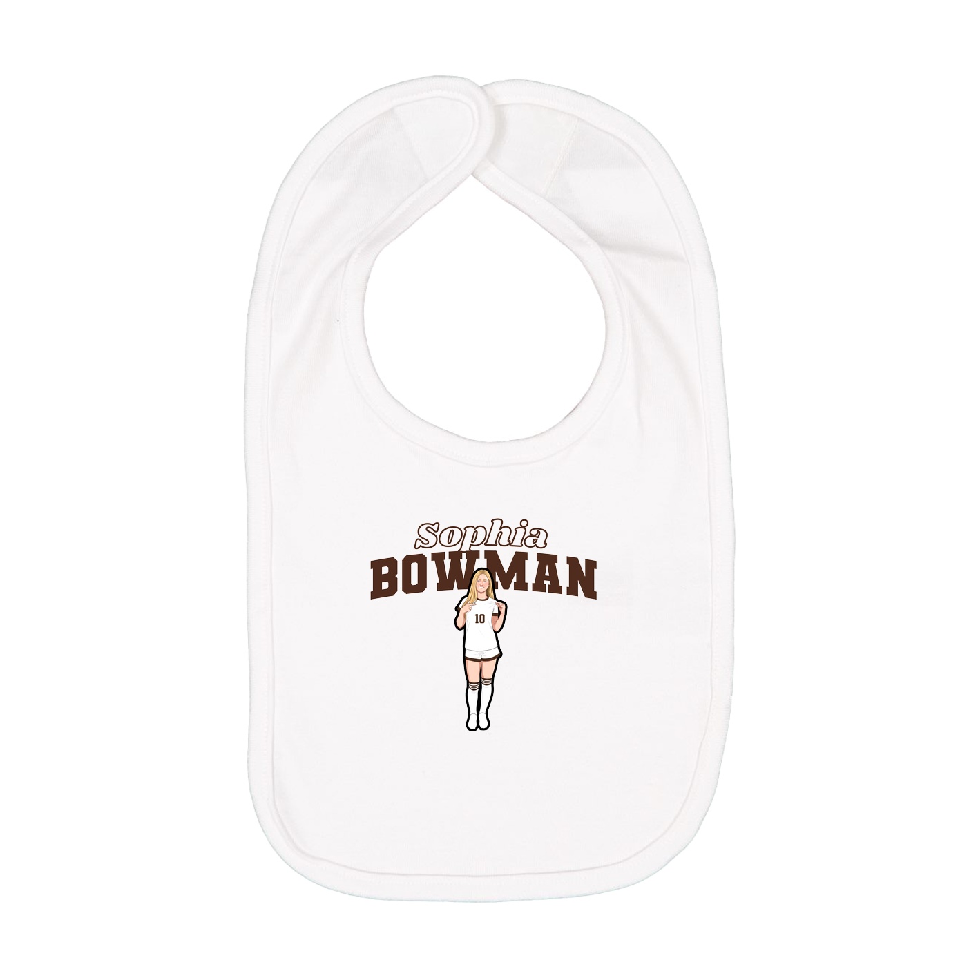 Infant Bib — Name Arch in White