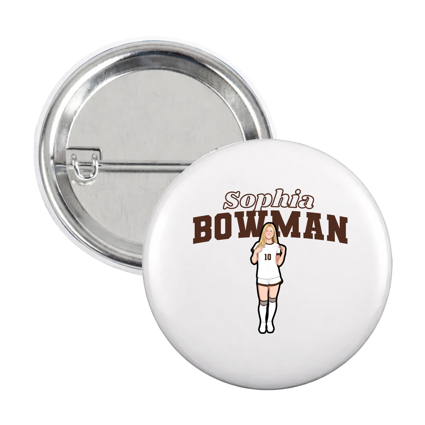 Game Day Button — Name Arch in White