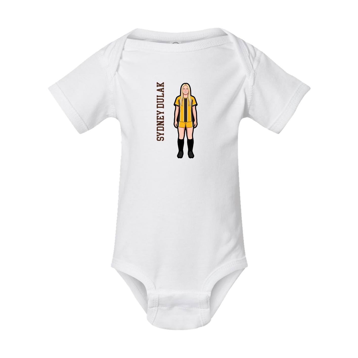 Baby Onesie — Name Vertical in White