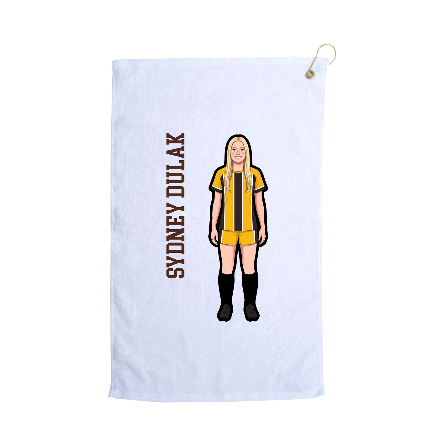 Golf Towel — Name Vertical in White