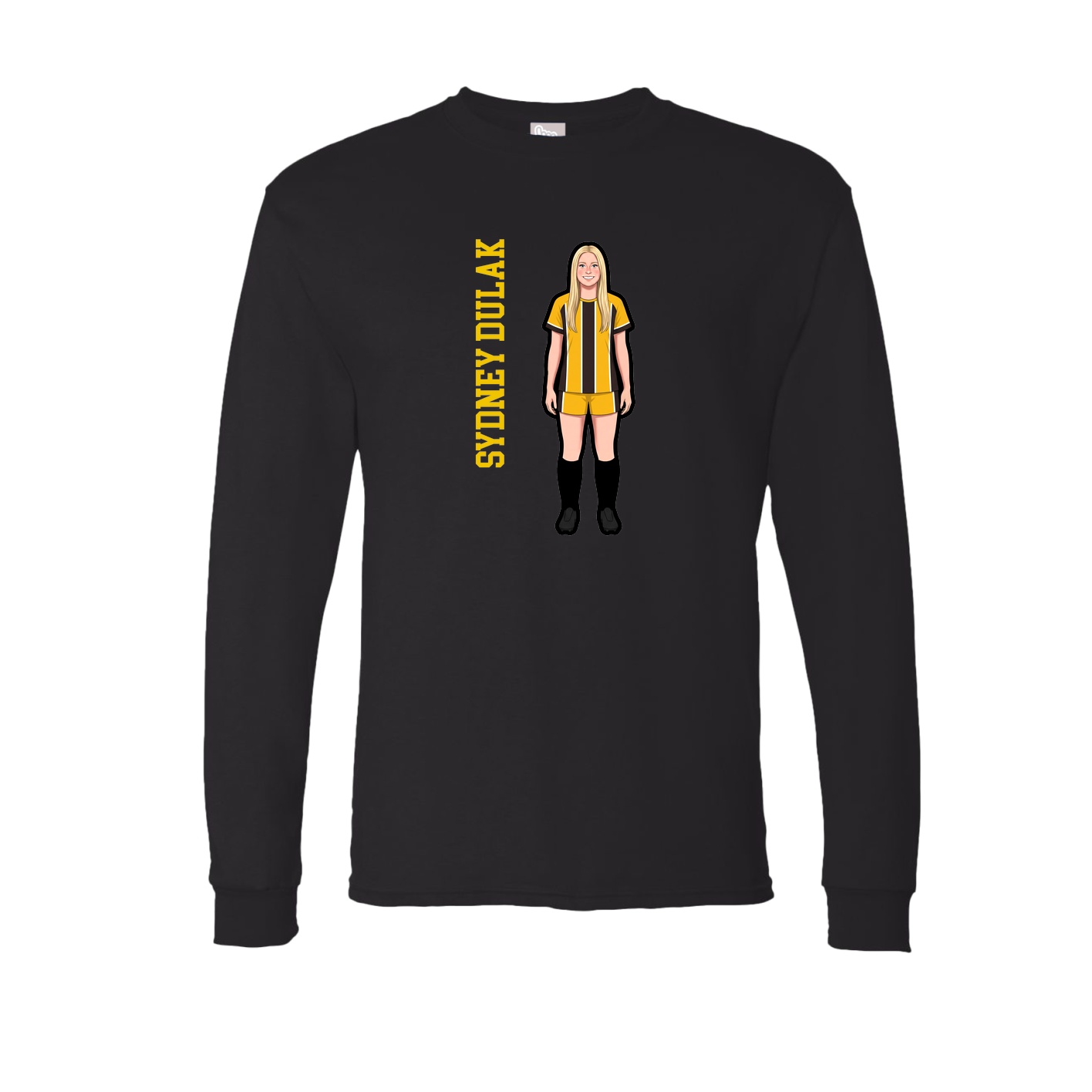 Long Sleeve Tee — Name Vertical in Black