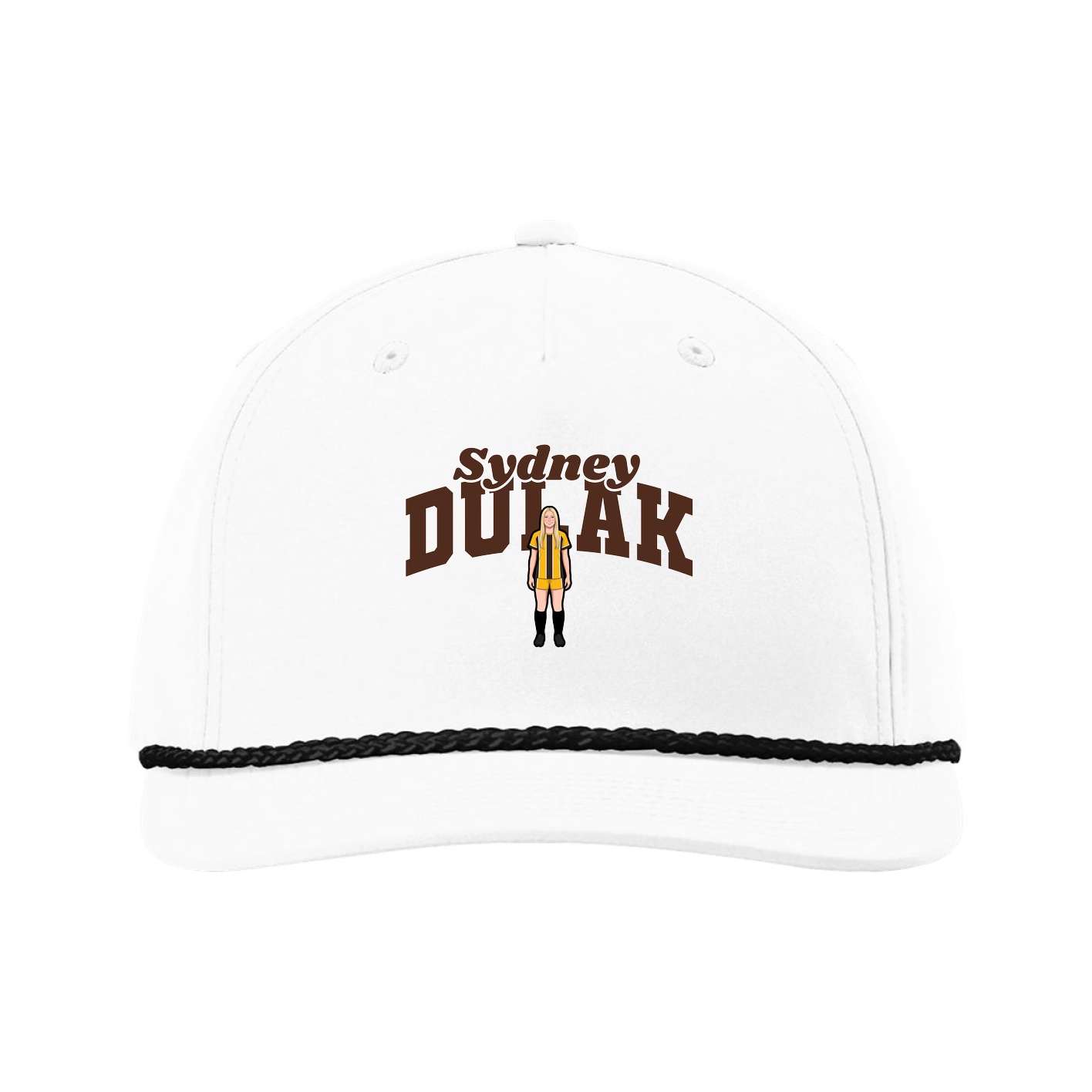 Five-Panel Classic Rope Cap — Signature Arch in White