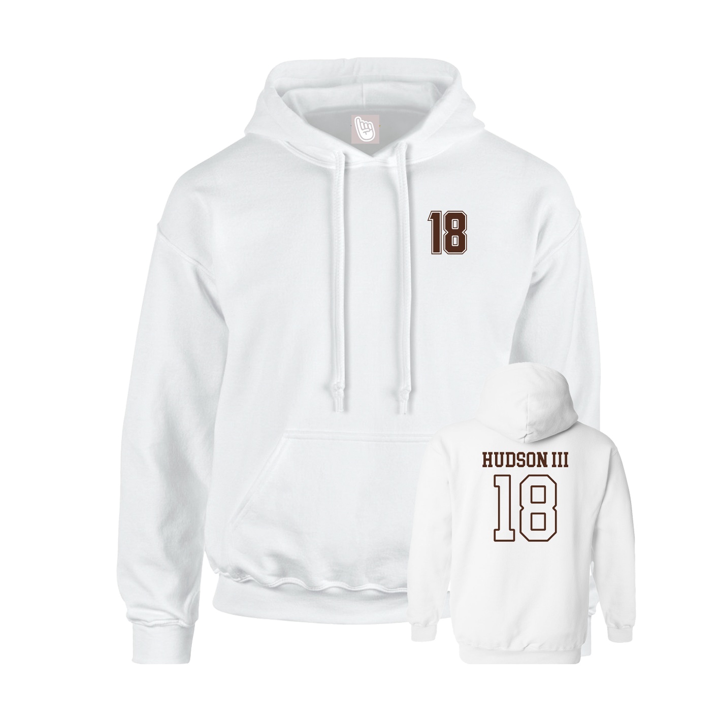 Youth Hoodie — Chest Back in White