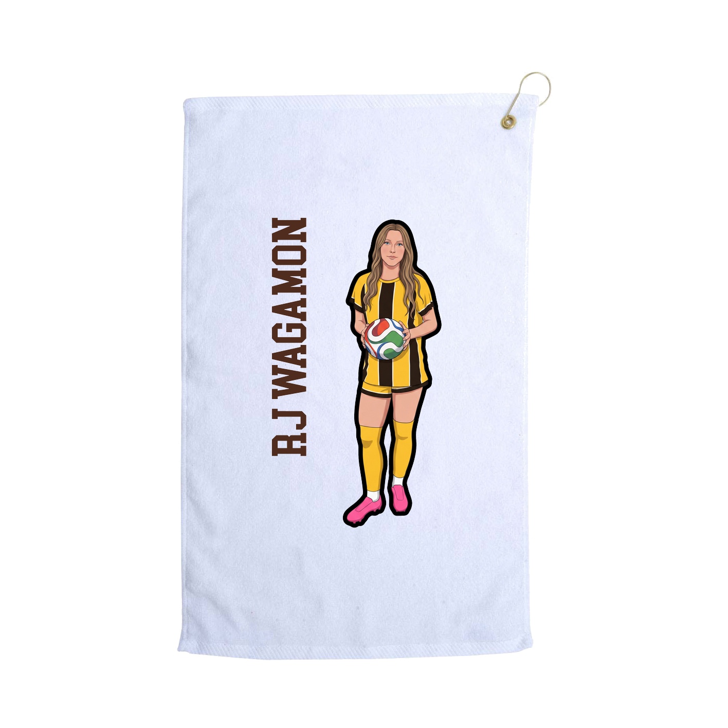 Golf Towel — Name Vertical in White