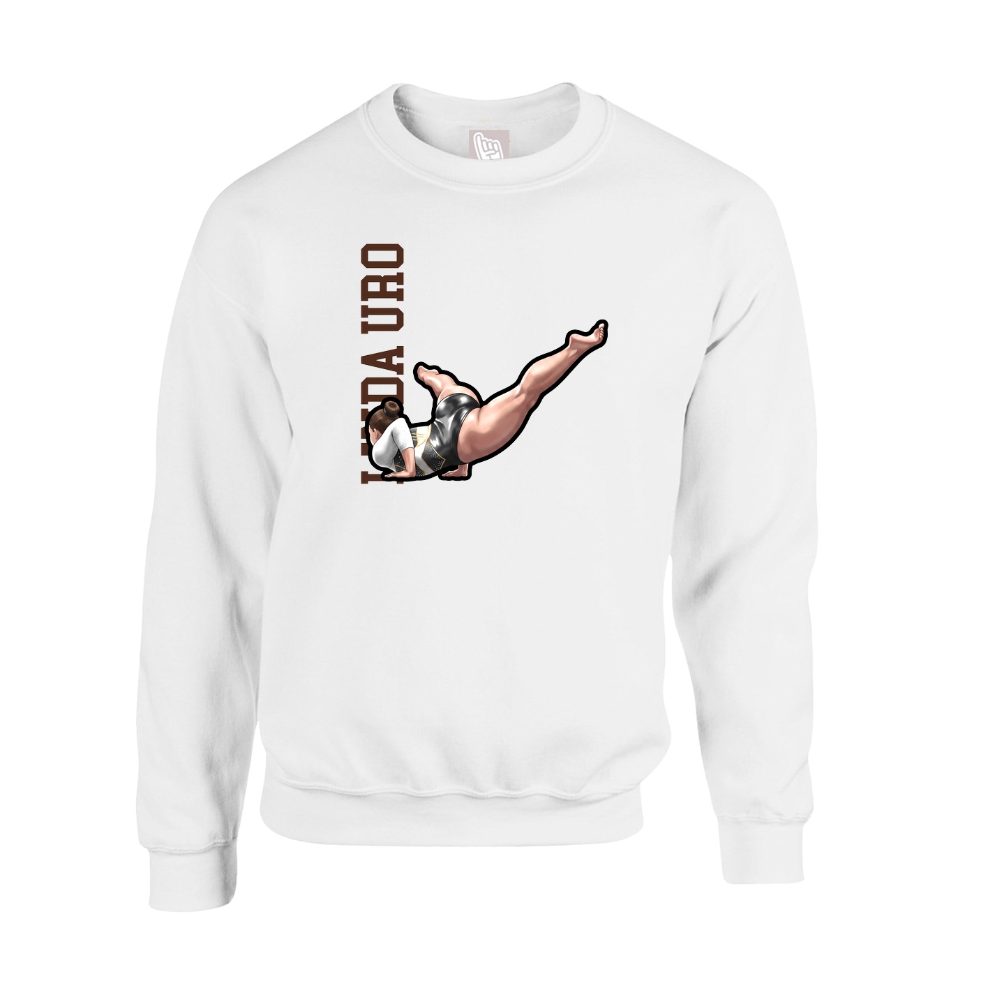 Fleece Crew — Name Vertical in White