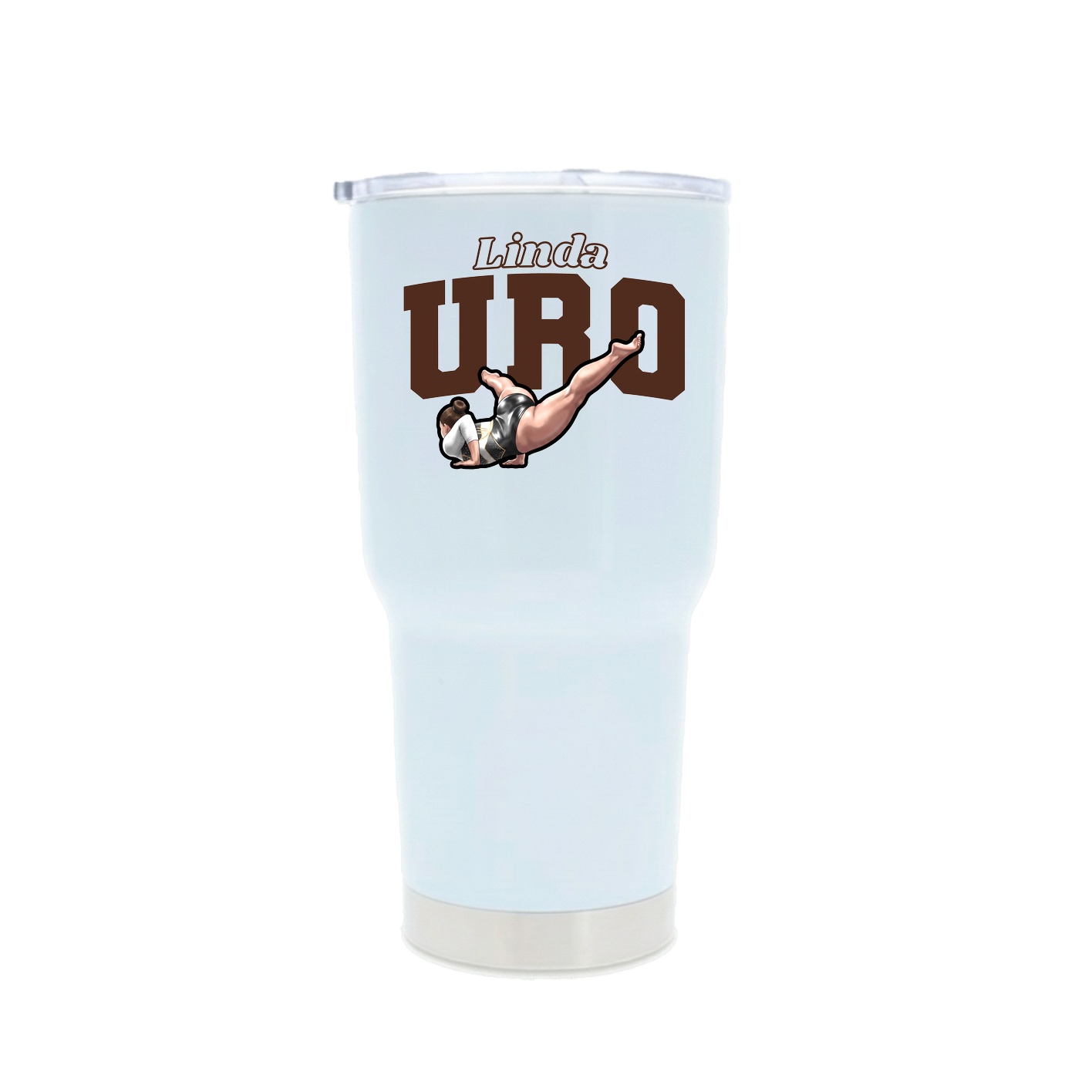30oz Stainless Steel Tumbler — Name Arch in White