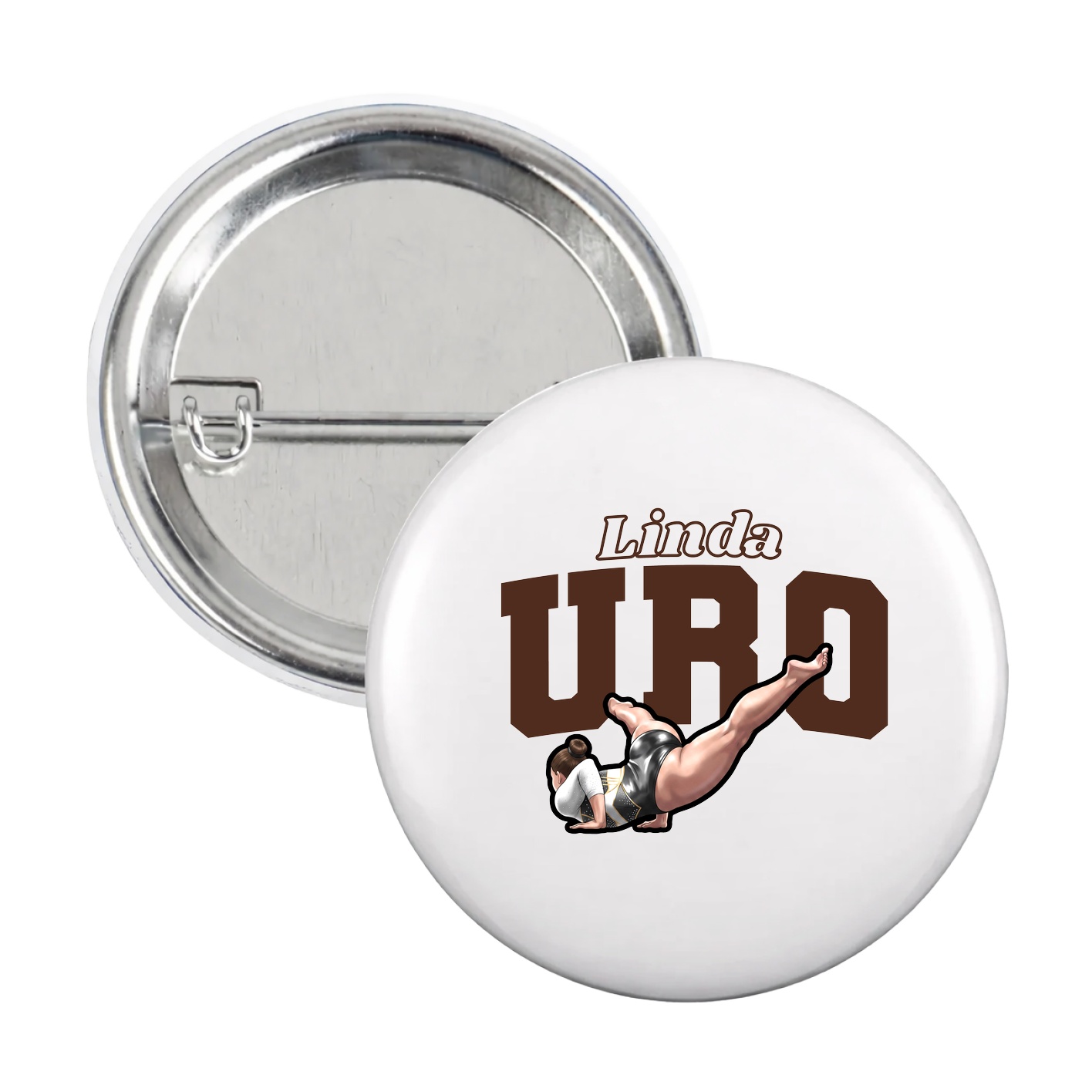 Game Day Button — Name Arch in White