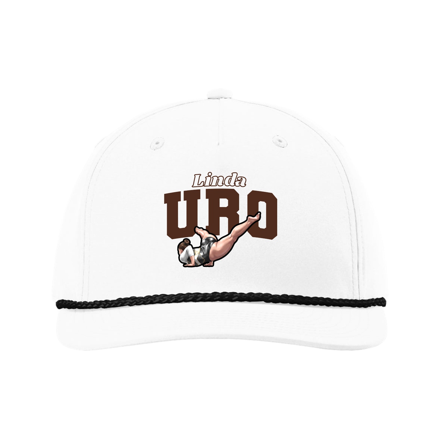 Five-Panel Classic Rope Cap — Name Arch in White