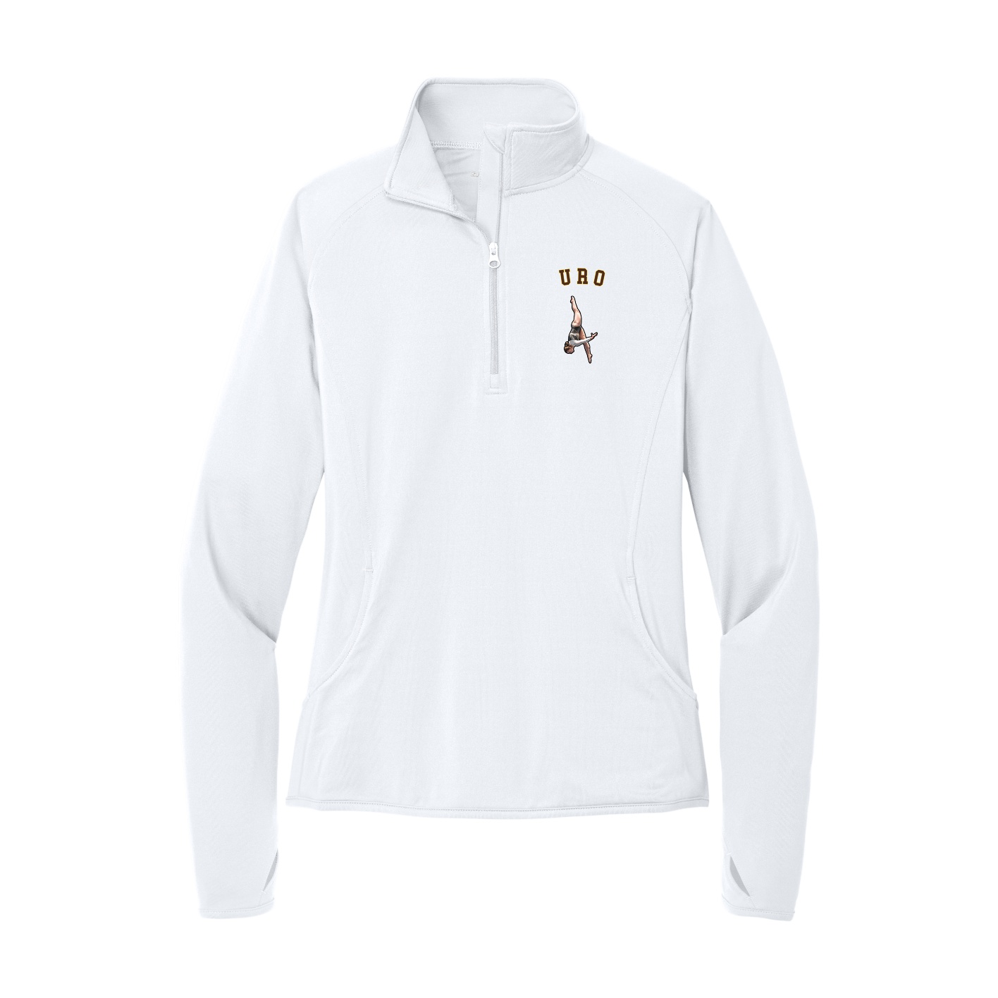 Women's Q-Zip Pullover — Shirsey Arch in White