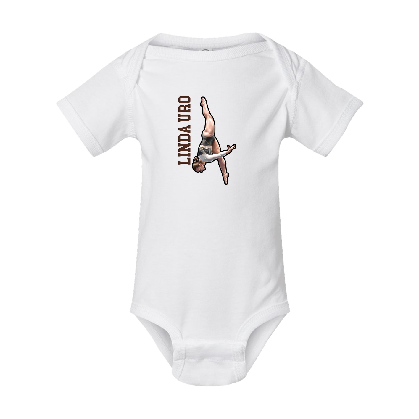 Baby Onesie — Name Vertical in White