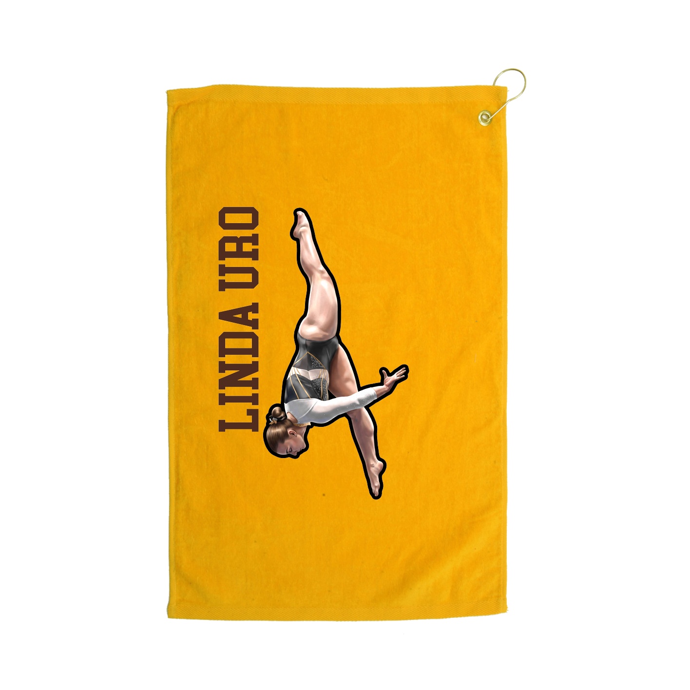 Golf Towel — Name Vertical in Gold