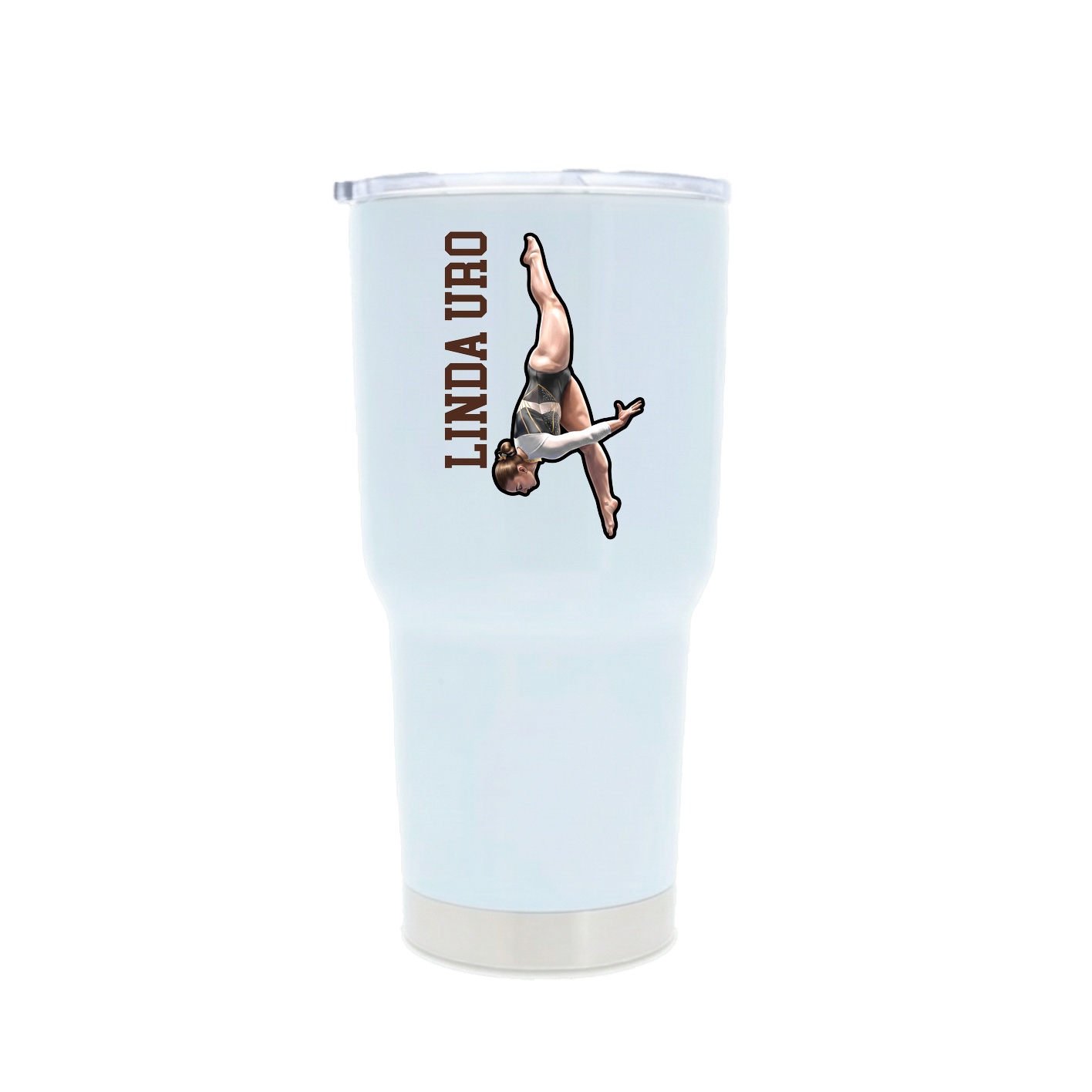 30oz Stainless Steel Tumbler — Name Vertical in White