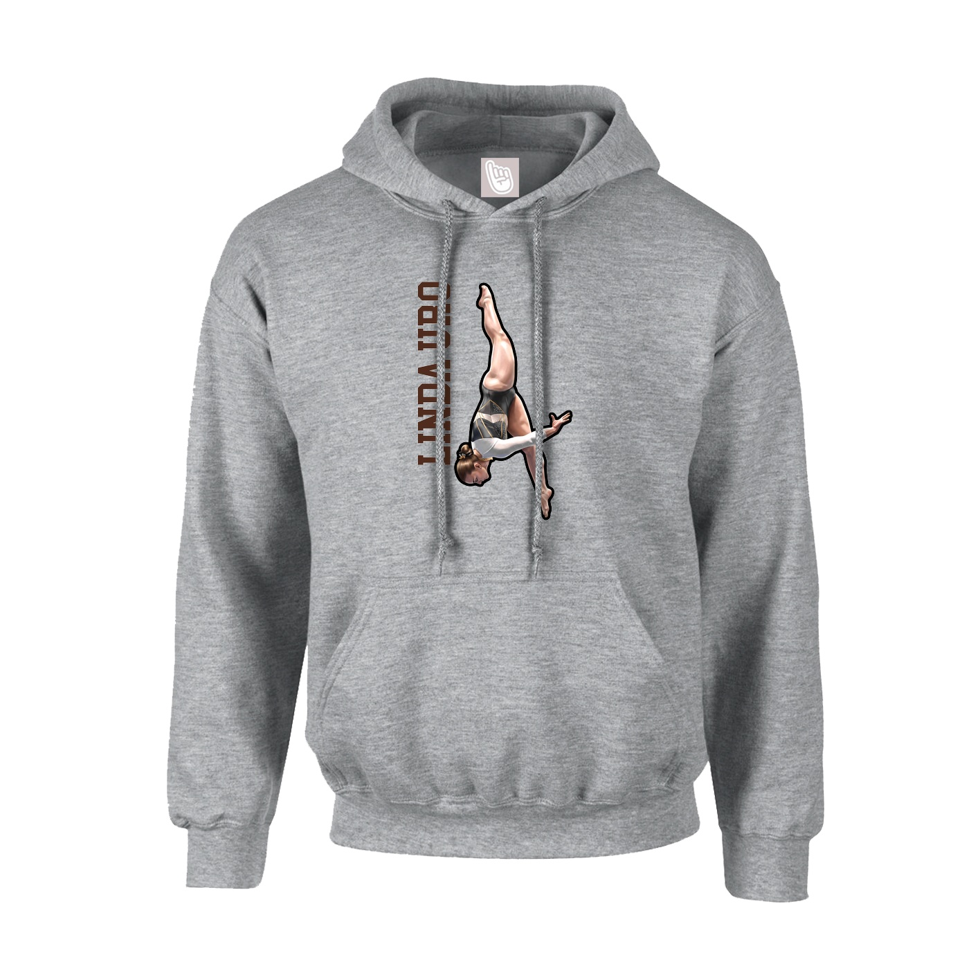 Hoodie — Name Vertical in Grey