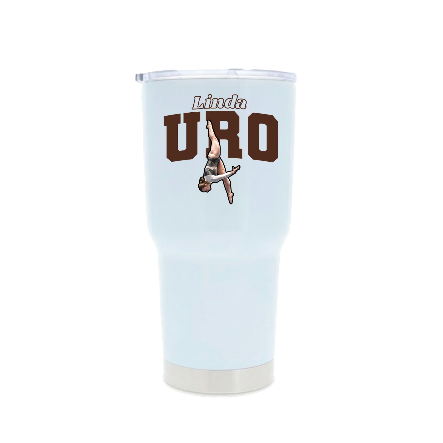 30oz Stainless Steel Tumbler — Name Arch in White