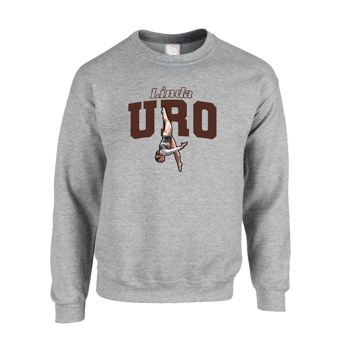 Fleece Crew — Name Arch in Grey