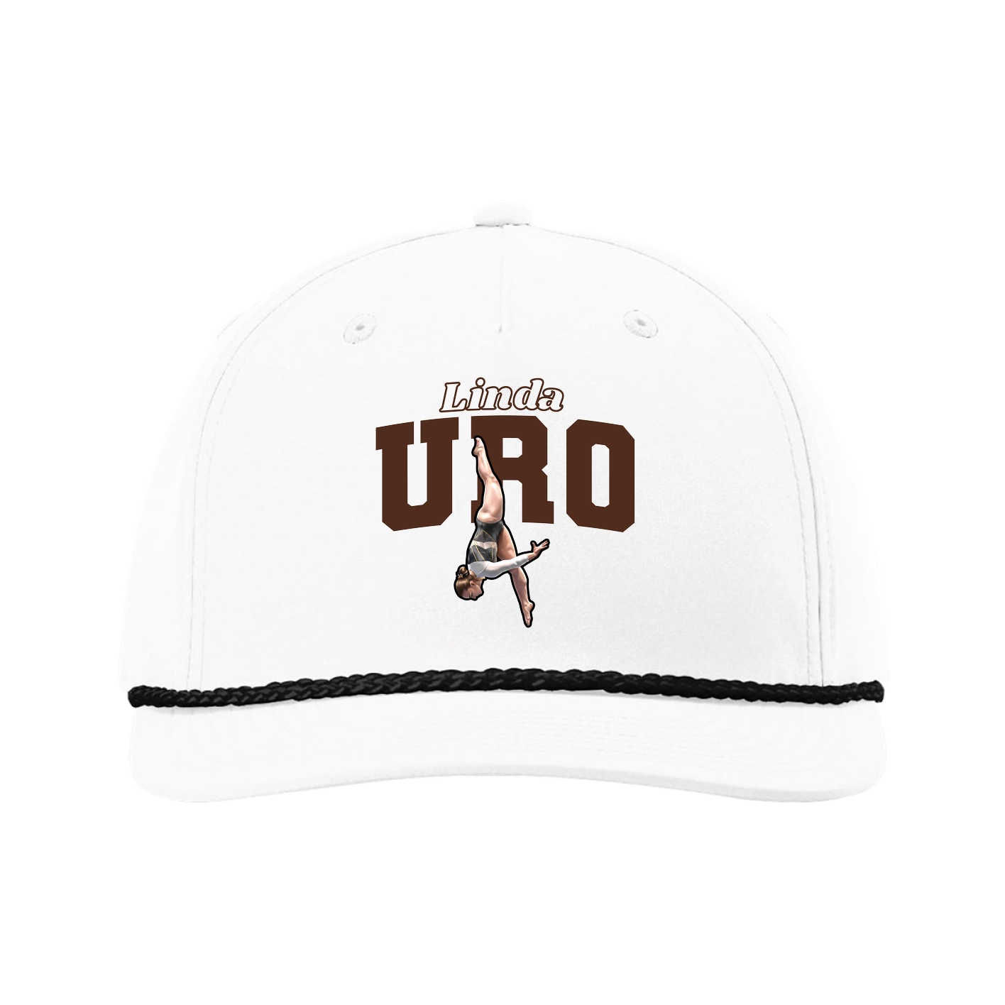 Five-Panel Classic Rope Cap — Name Arch in White