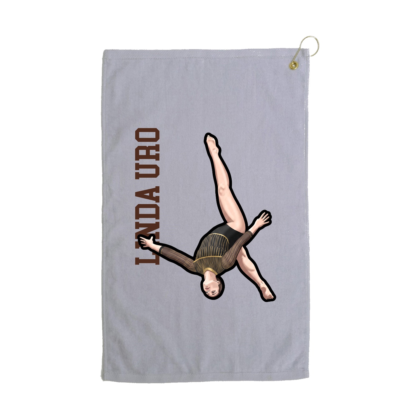 Golf Towel — Name Vertical in Grey