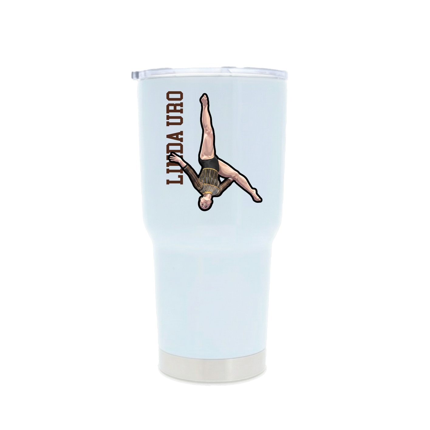 30oz Stainless Steel Tumbler — Name Vertical in White