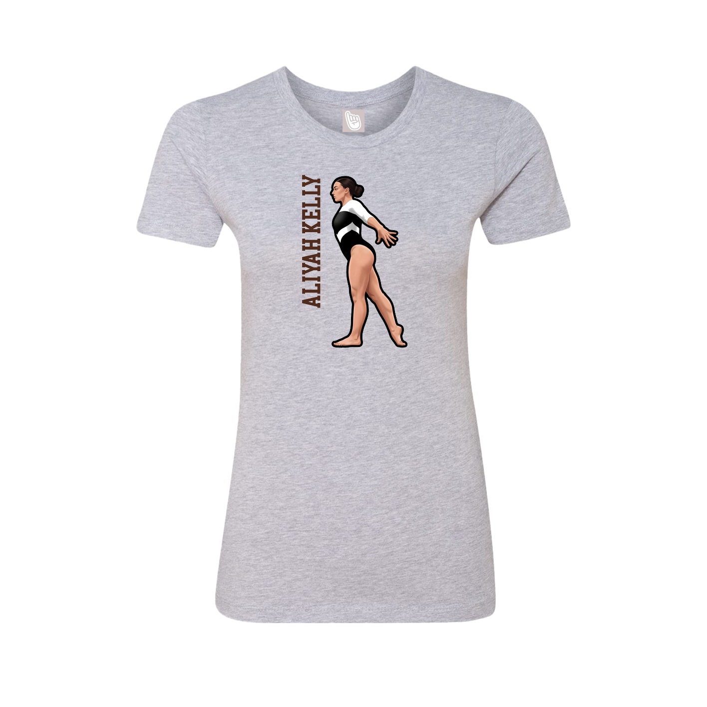 Fitted Women's Tee — Name Vertical in Grey
