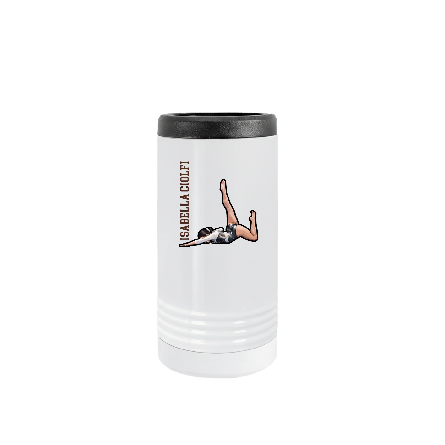 Slim Beverage Holder — Name Vertical in White