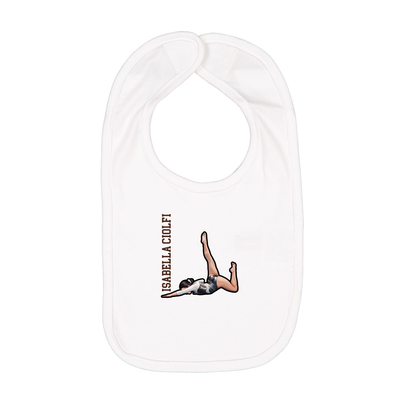 Infant Bib — Name Vertical in White