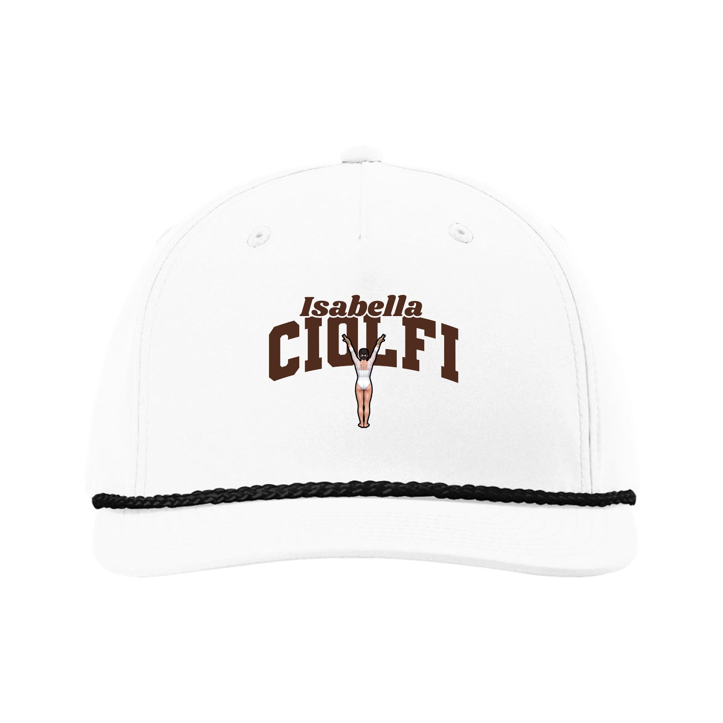 Five-Panel Classic Rope Cap — Signature Arch in White