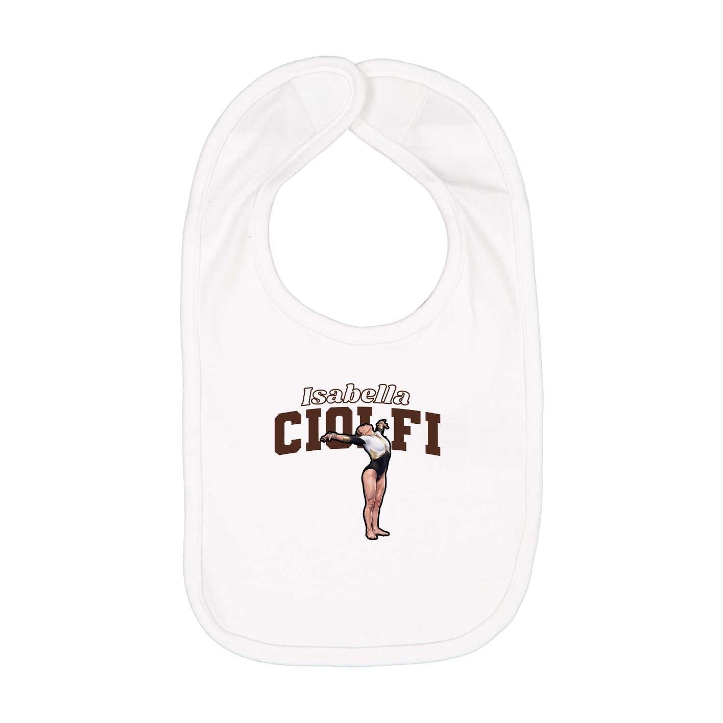 Infant Bib — Name Arch in White