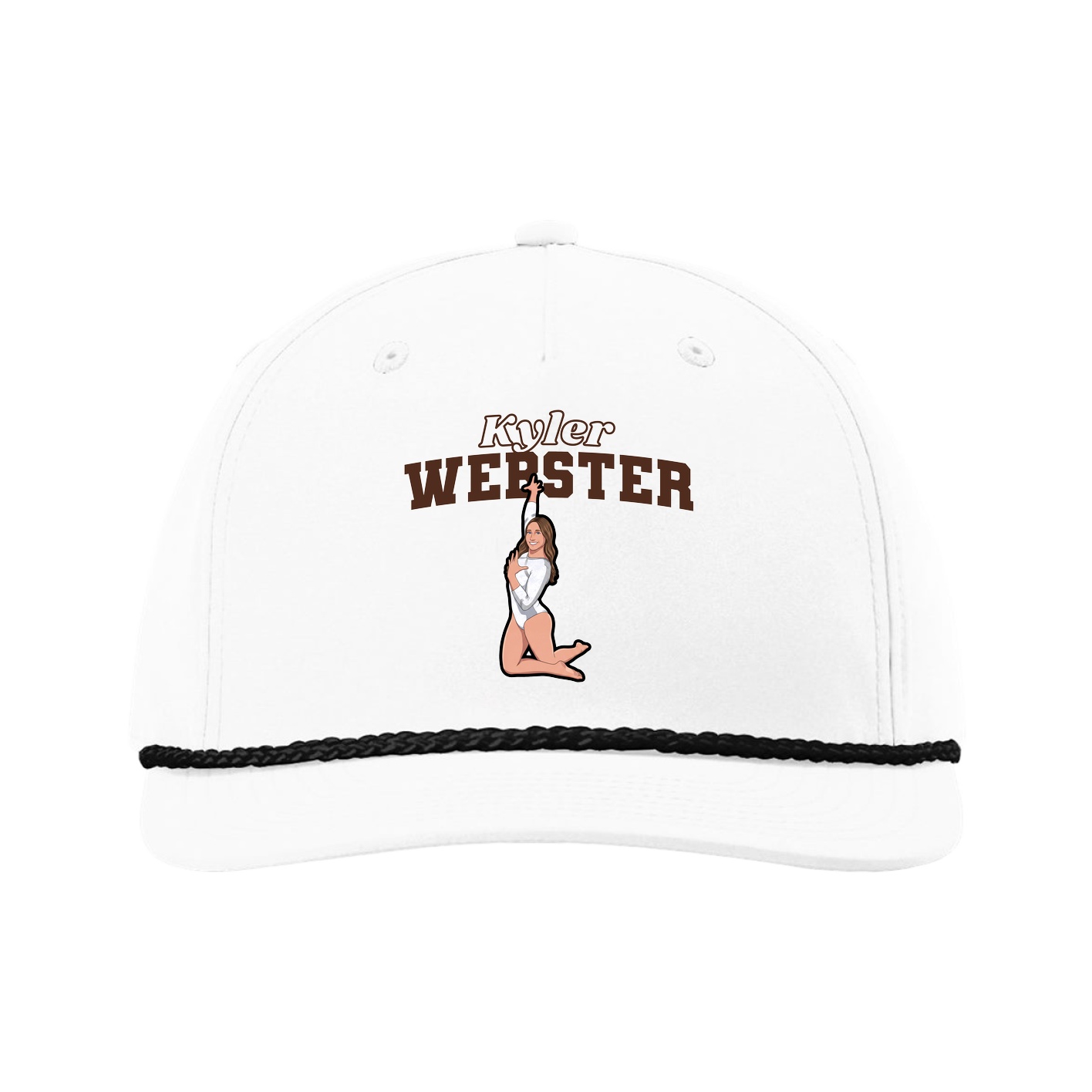 Five-Panel Classic Rope Cap — Name Arch in White