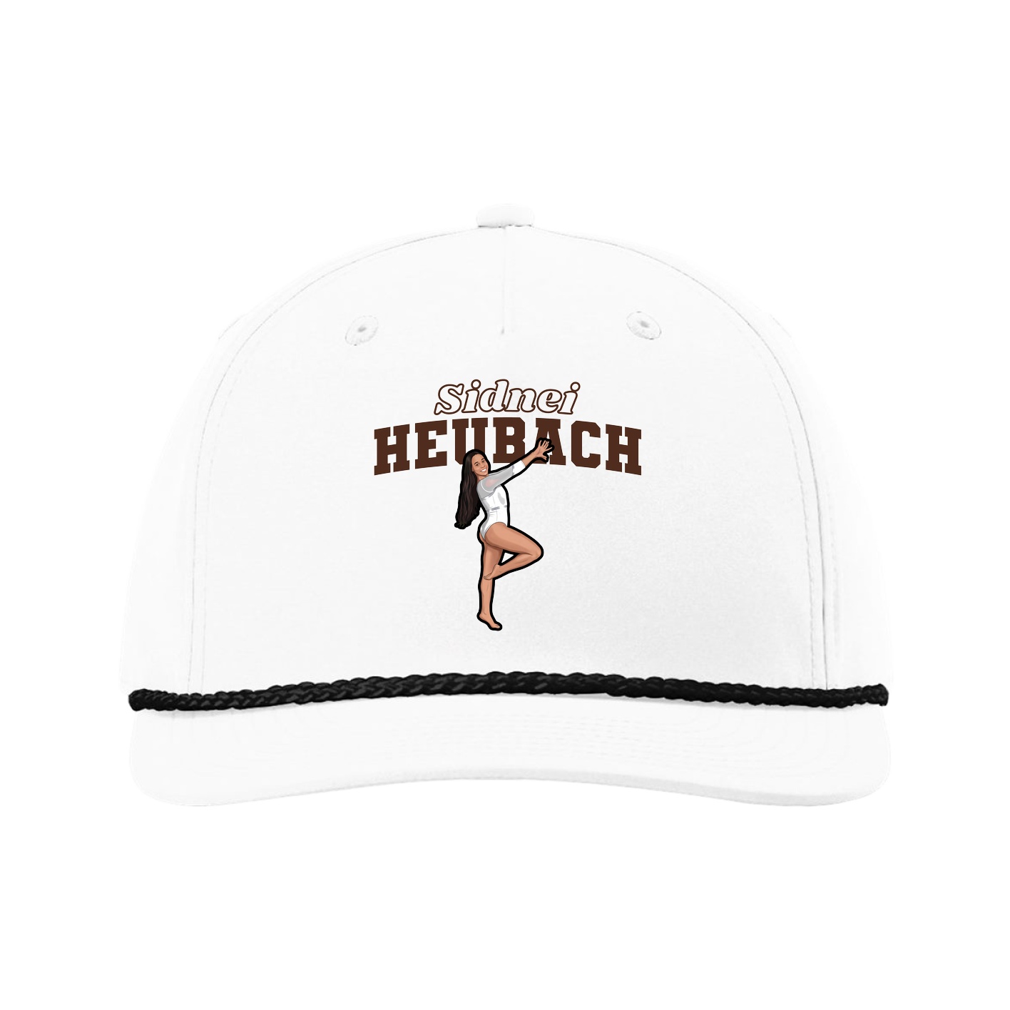 Five-Panel Classic Rope Cap — Name Arch in White