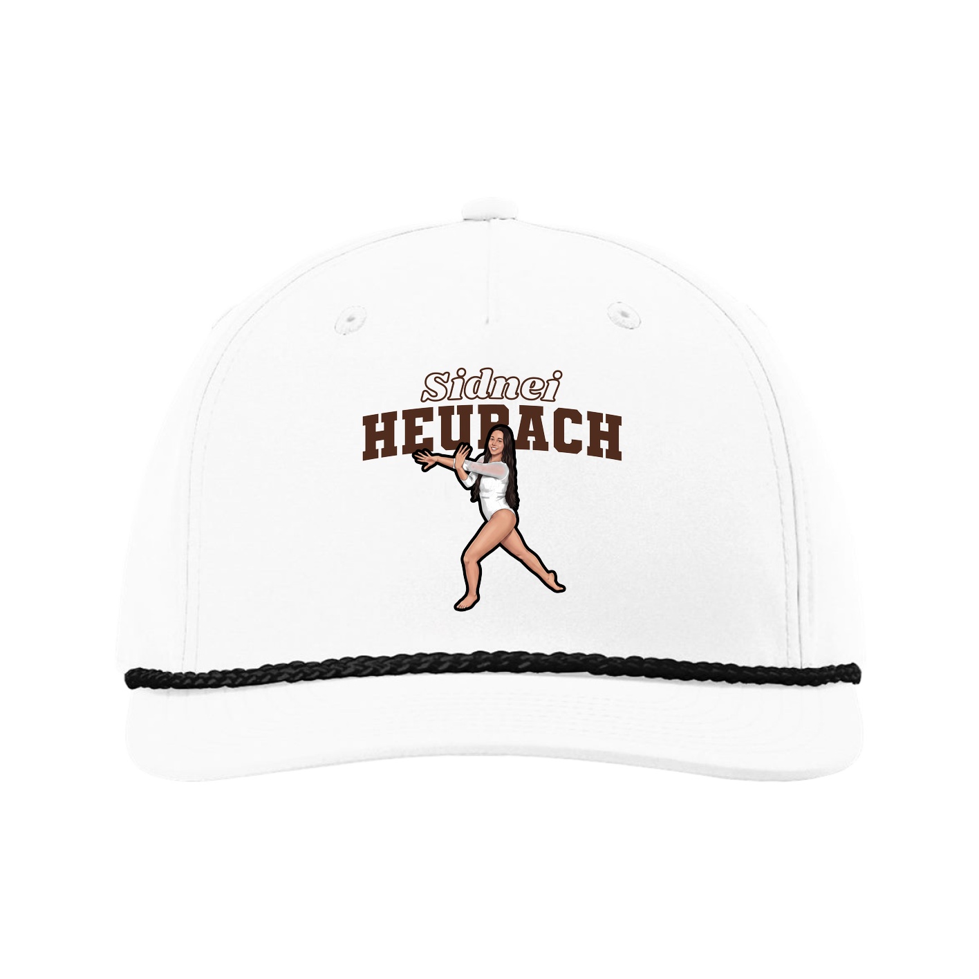 Five-Panel Classic Rope Cap — Name Arch in White