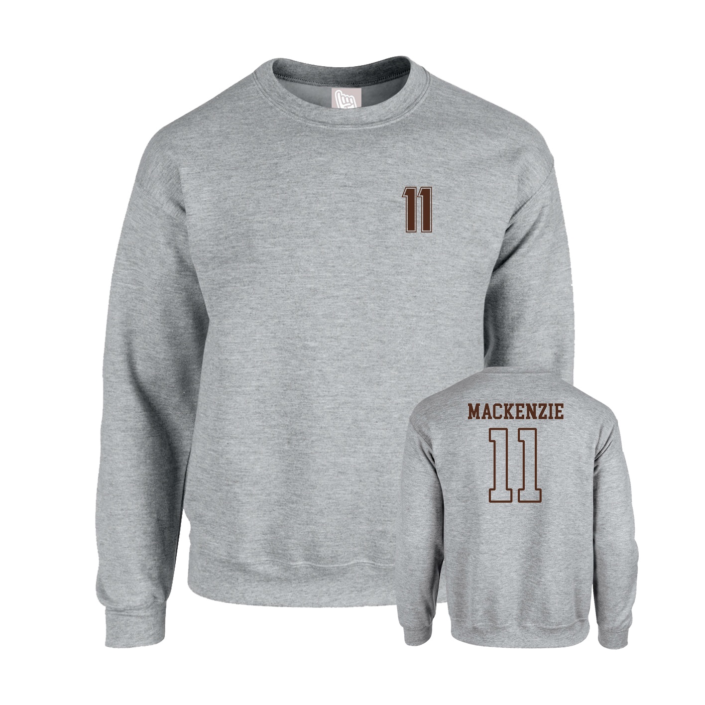 Fleece Crew — Chest Back in Grey