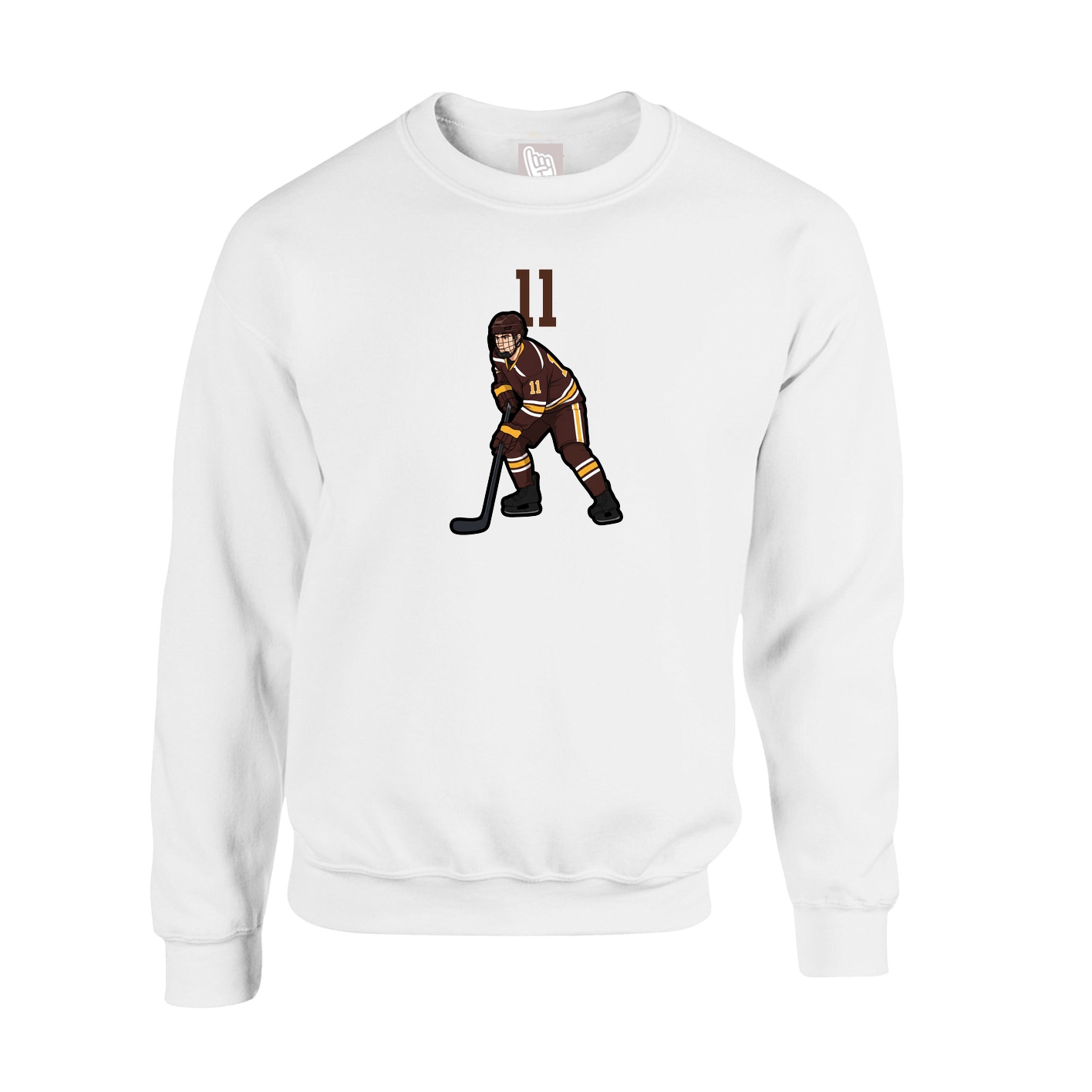 Fleece Crew — Number Top in White